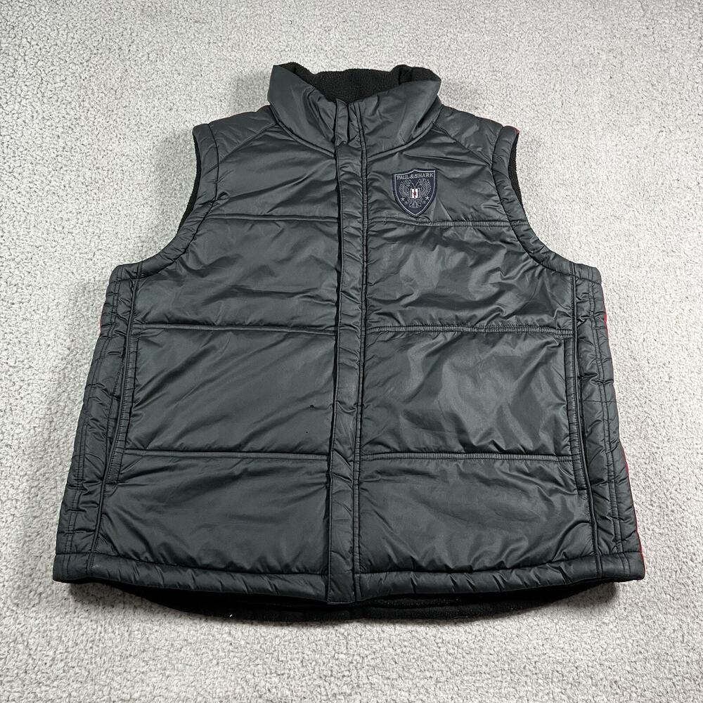 Paul & Shark Yachting Vest Mens Medium Black Puffer Fleece Reversible Jacket